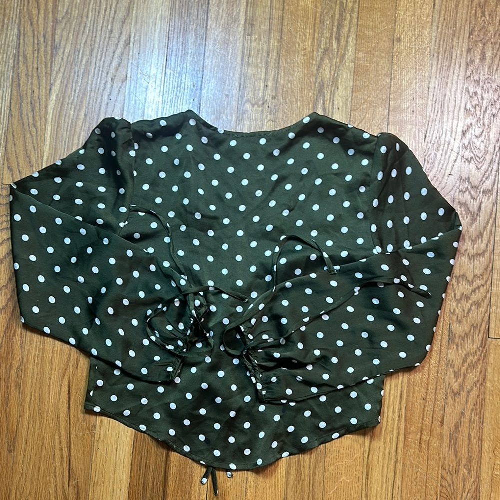 Akira Green Polka Dot Women's Top size Small Party Summer Fun Sexy Feminine - Picture 6 of 7